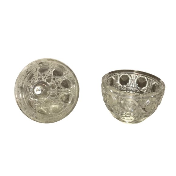 Small Miniature Pear Shaped Cut Glass Lidded Vintage Trinket Dish - Picture 6 of 8